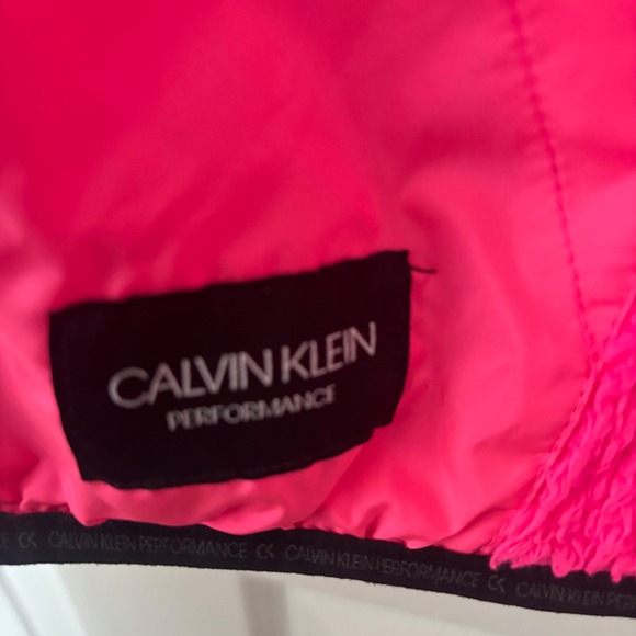 Calvin Klein Performance Neon Pink Sherpa Fleece Quarter Zip Hoodie Womens Large - Picture 5 of 5
